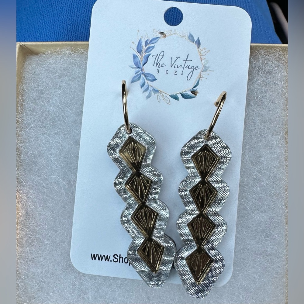 Silver and Gold Geometric Earrings handmade